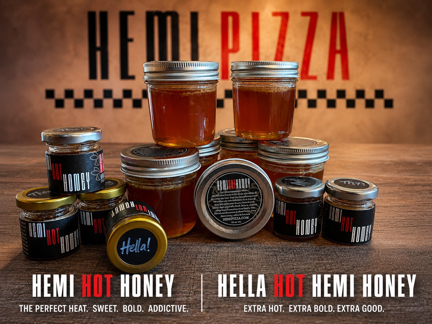 Hemi Hot Honey and Hella Hot Hemi Honey - house-made chili-infused honey